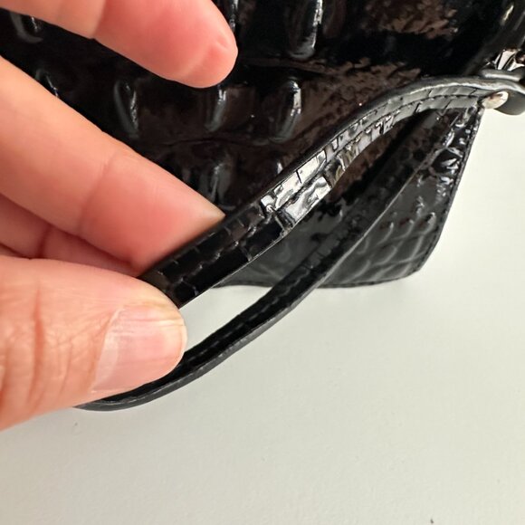 BRAHMIN | Patent Leather Black & Leopard Calf Hair Wristlet | Black Animal Print - Picture 11 of 11